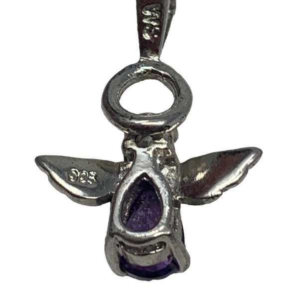 WS‎ 925 Sterling Silver and Amethyst Flying Angel Pendant - Picture 7 of 8